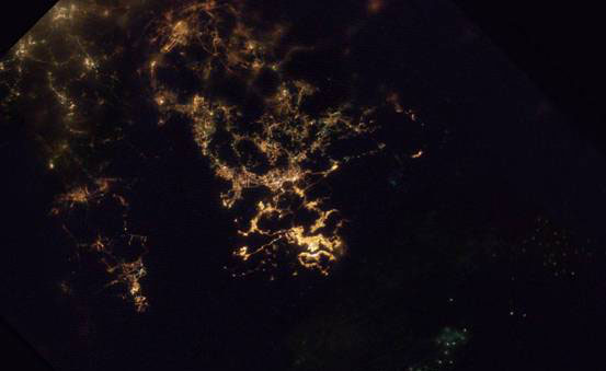 Nighttime picture of Hong Kong and Pearl River Delta Region